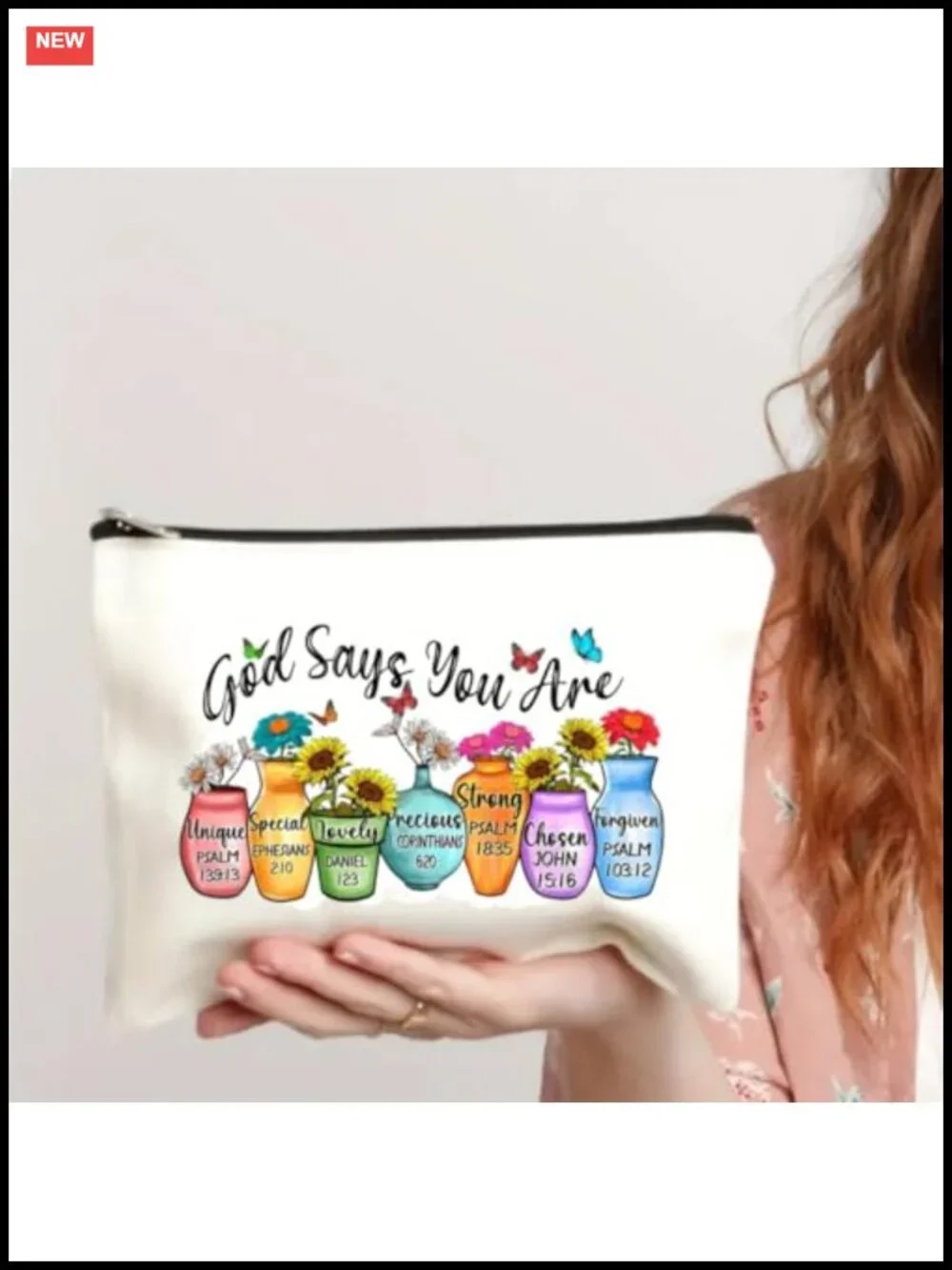 Canvas Polyester Cosmetic Bag Makeup Organizer Travel Pouch Zipper